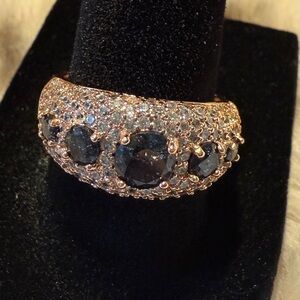 Bomb Party Gold Plating, Black Onyx, CZ Ring, Size 8, NWOT, “BORG”